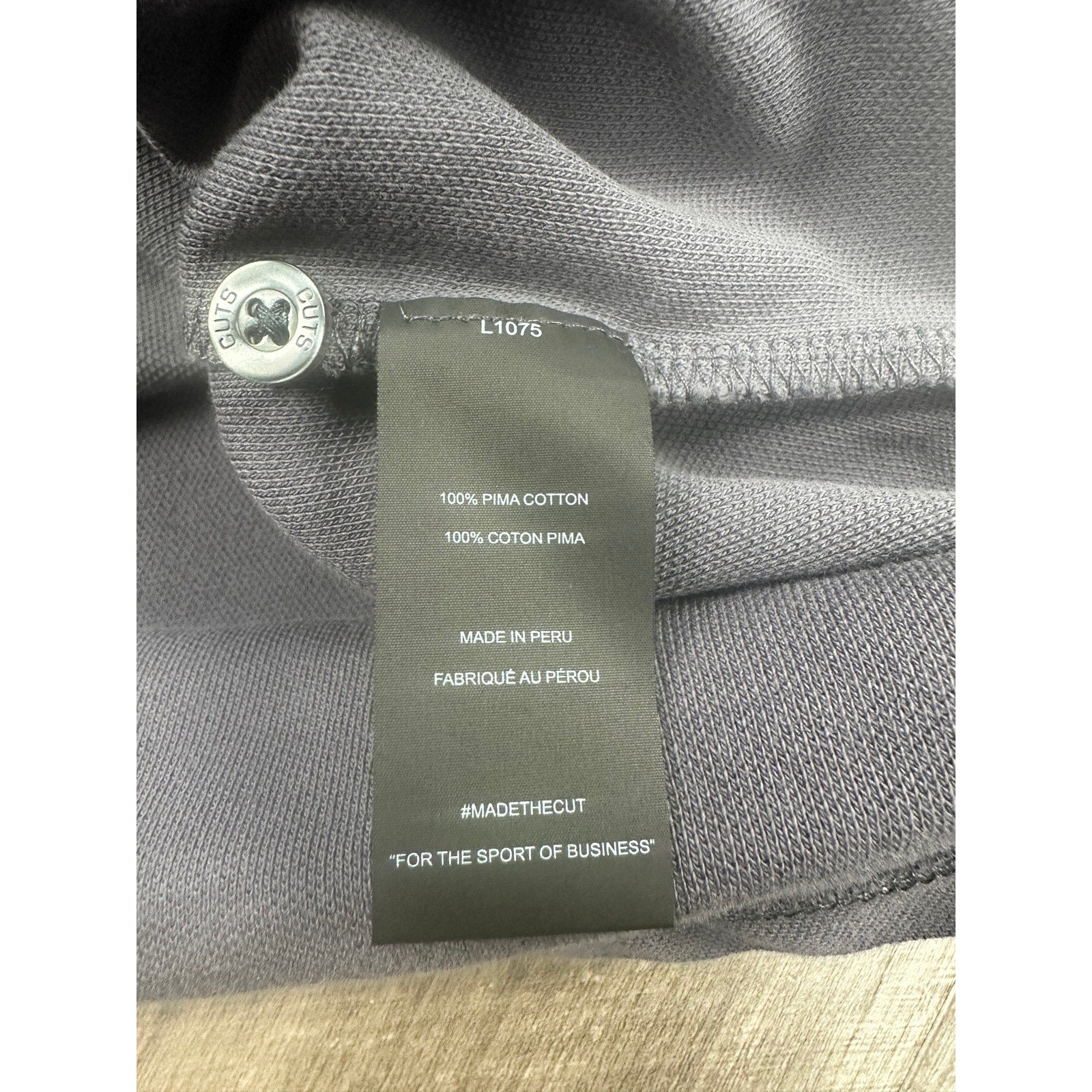 Cuts Clothing Prestige Curve Hem Polo in Grey — Size Medium // Preowned