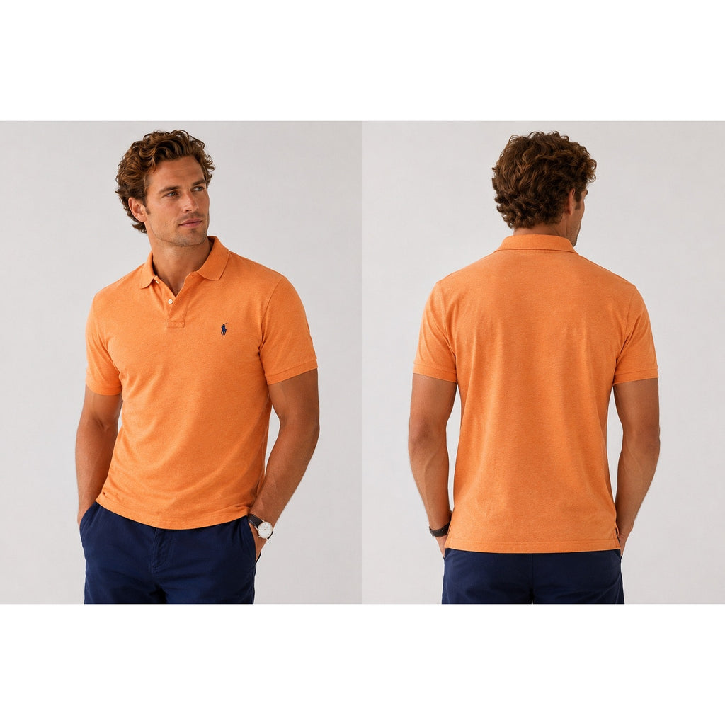 Polo Ralph Lauren Classic Fit Mesh Knit Polo in Bright Orange — Size Medium // Preowned