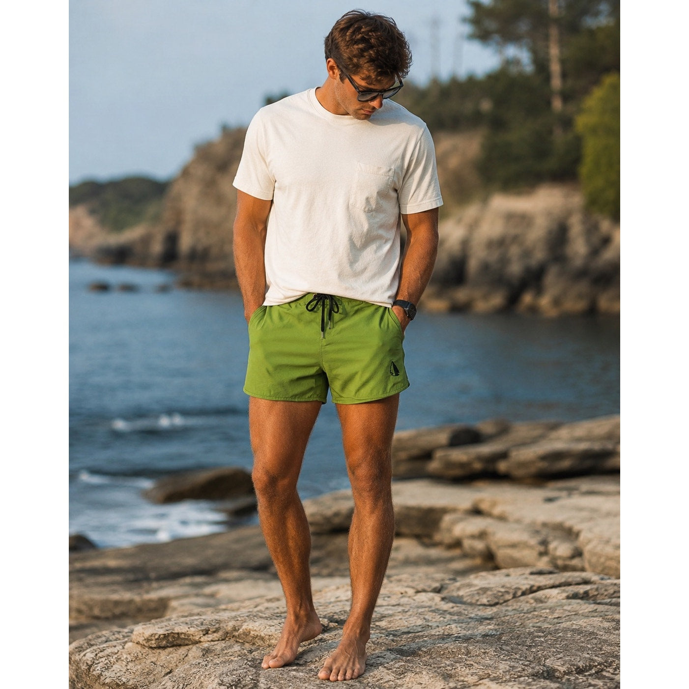 TACHUNTFISH UDT 5" Performance Shorts in Olive Fresco — Size XL // Preowned