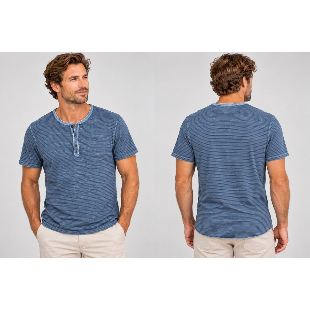 Marine Layer Respun Striped Vintage Washed Short Sleeve Henley Tee — Size XL // Preowned