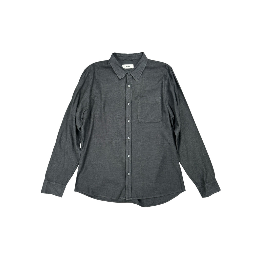 Buck Mason One Pocket Long Sleeve Button Down in Black and Charcoal — Size Large // Preowned