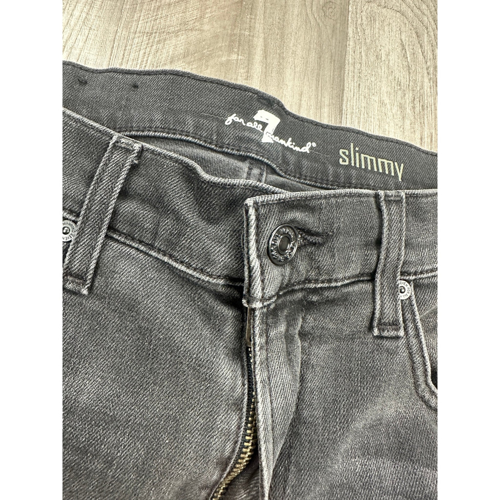 7 For All Mankind Slimmy Straight Leg Jean in Black — Size 33 // Preowned