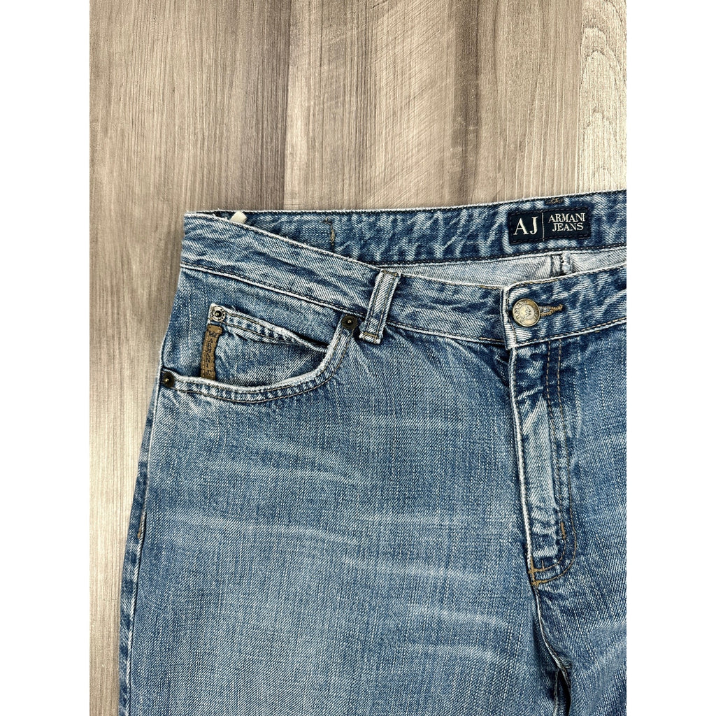 Armani Jeans Vintage 90s Y2K Eagle Logo Indigo 003 Series Bootcut Jeans in Blue — Size 32 // Preowned