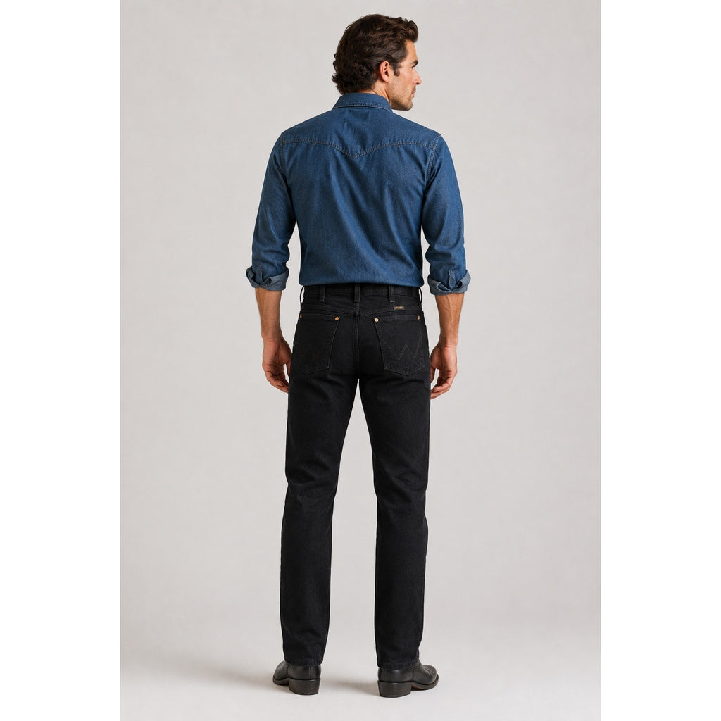 Wrangler Cowboy Cut 936 Slim Fit Black Heavyweight Denim Jeans — 30x38