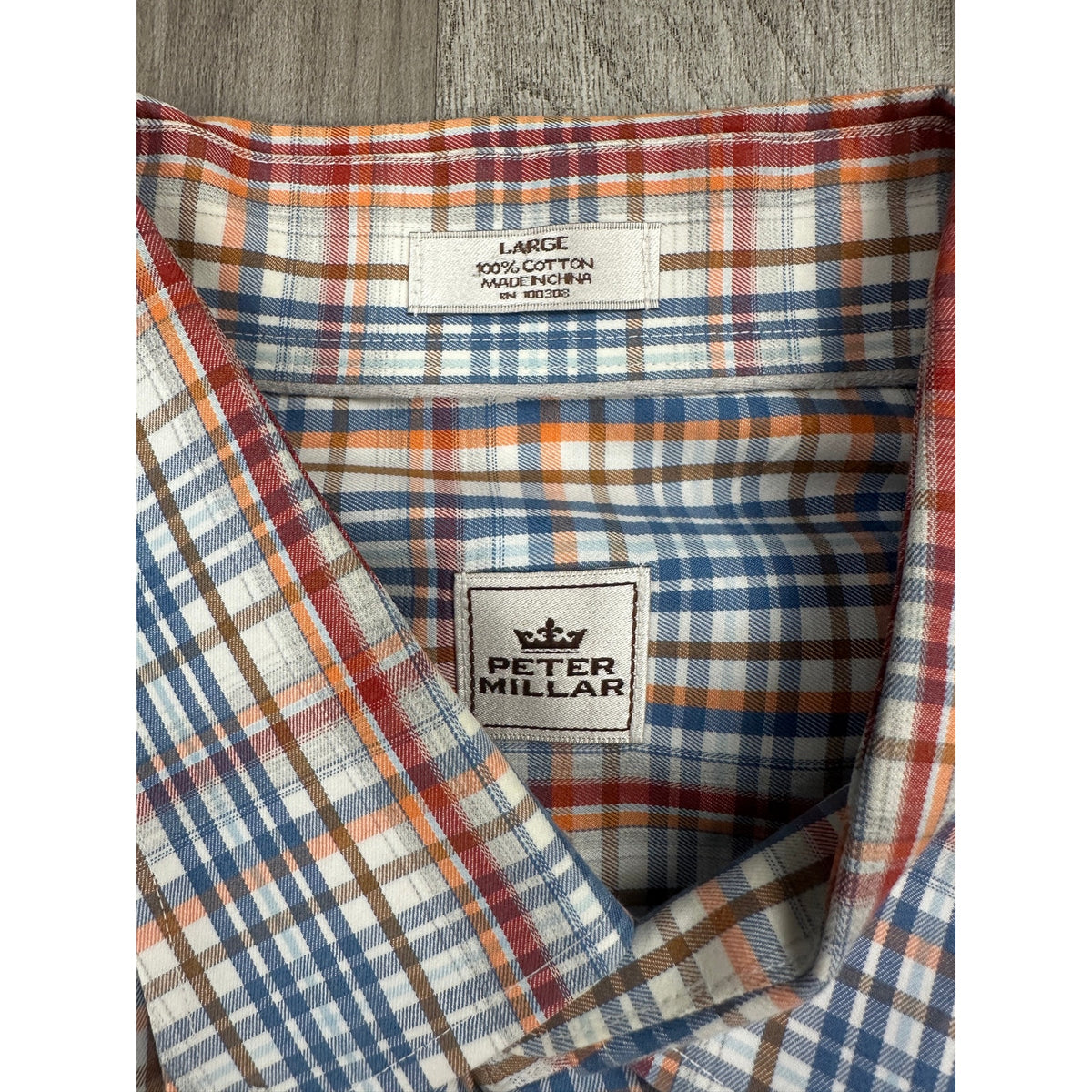 Peter Millar Crown Collection Plaid Long Sleeve Button Down Shirt — Size Large // Preowned