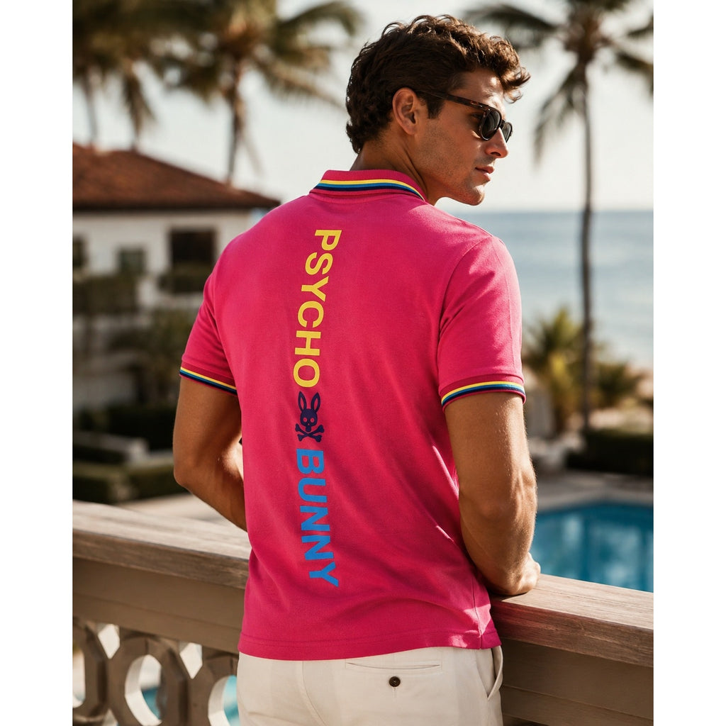 Psycho Bunny Back Graphic Pique Pima Cotton Polo in Pink — Size 6 (US Large) // Preowned
