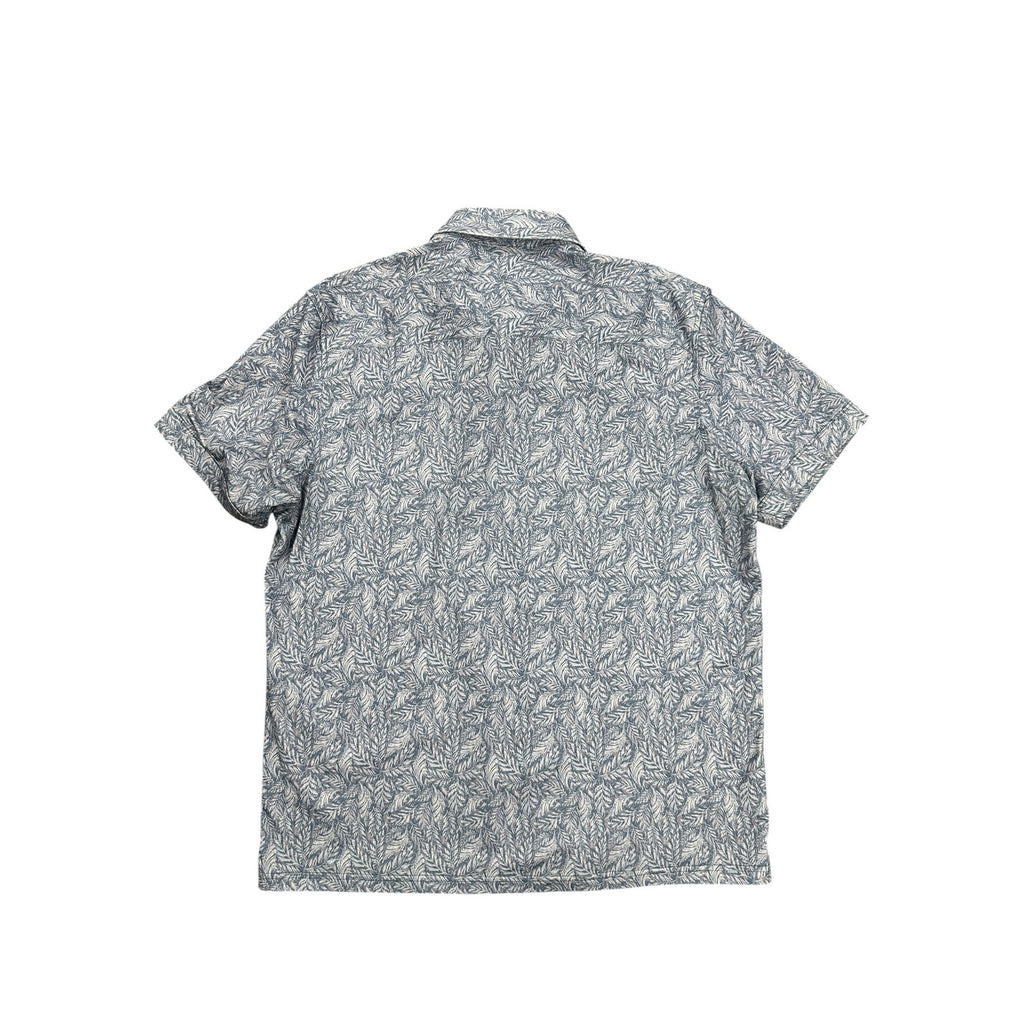 Bugatchi Milo Leaf Print OoohCotton 8-Way Stretch Shirt in Lilac — Size Large