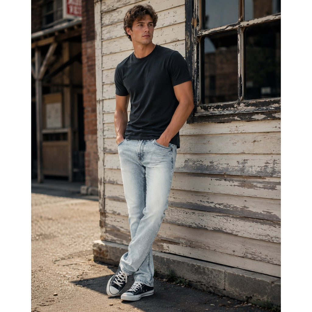 Buffalo David Bitton Ash Slim Fit Stretch Jean in Bleached and Blasted — Size 32x30