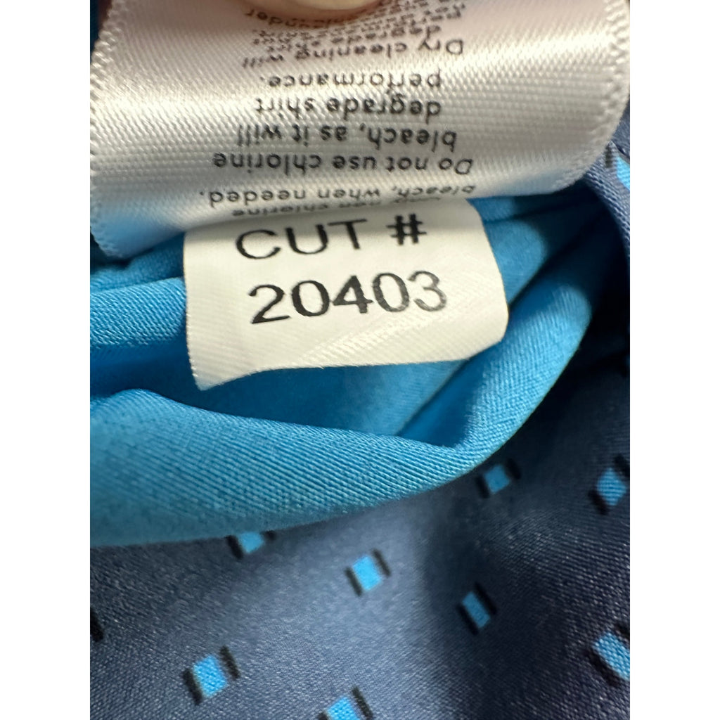 Mizzen+Main Leeward Performance Stretch Standard Fit Short Sleeve Button Down in Gray, Turquoise and Black — Size Large // Preowned