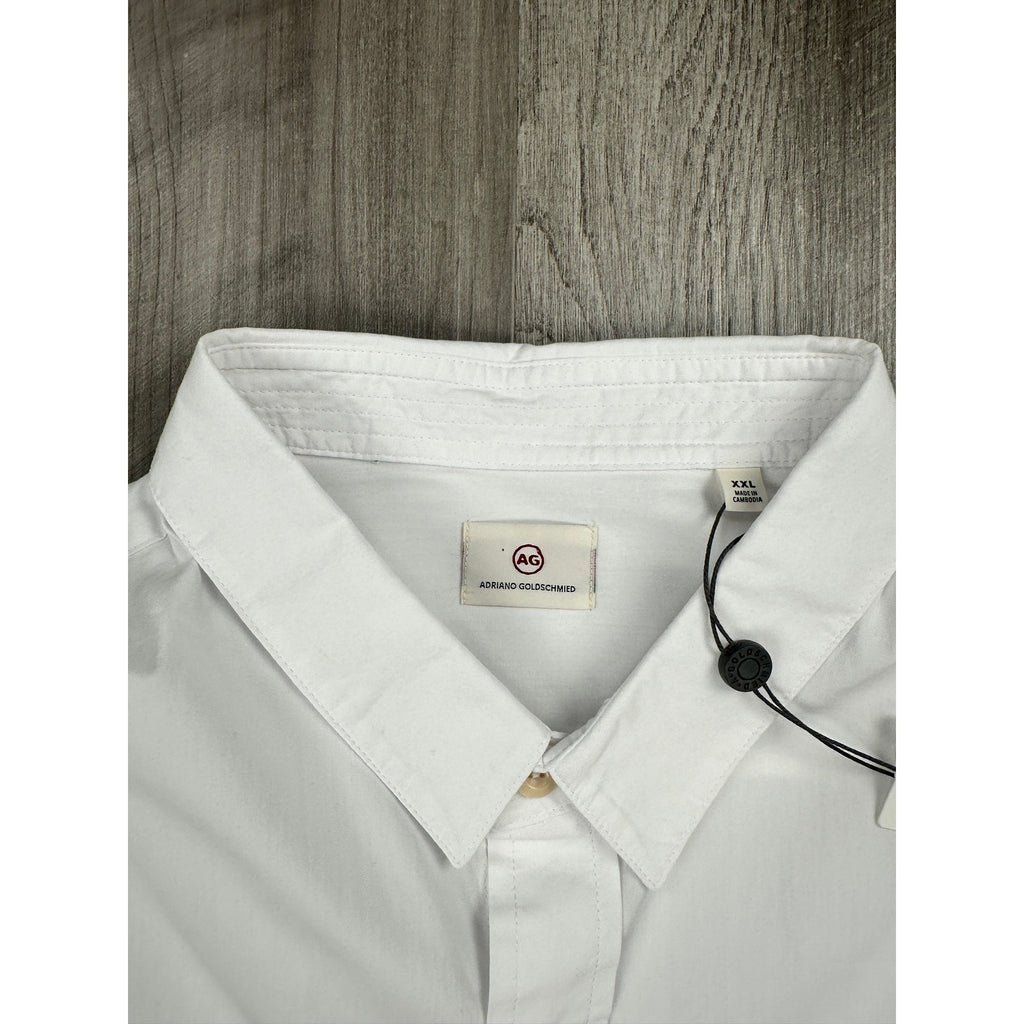 Adriano Goldschmied Oversized Utility Long Sleeve Double Pocket Shirt in White — Size 2XL