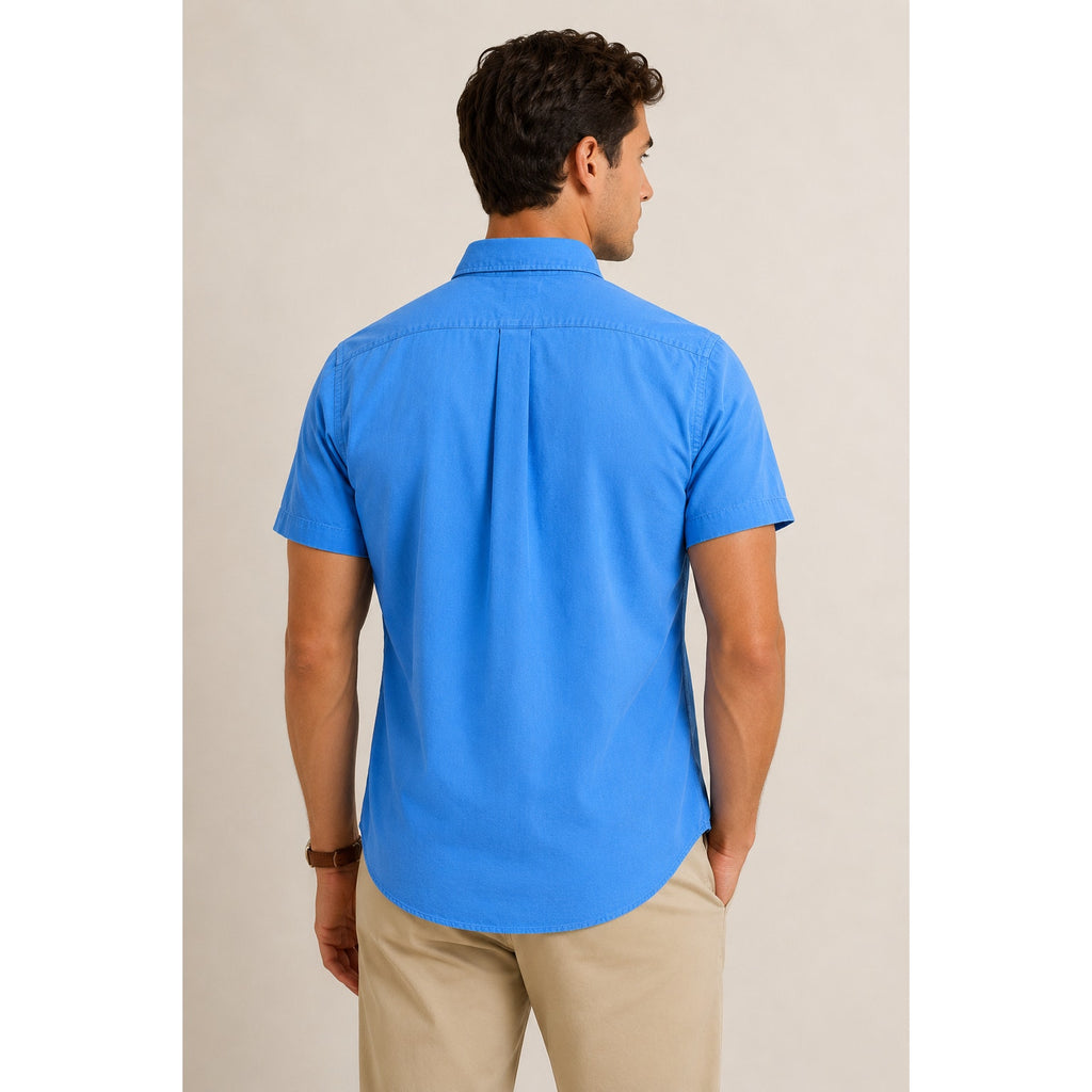 Polo Ralph Lauren Garment Dyed Blue Orbit Oxford Short Sleeve Button Down - 2XB