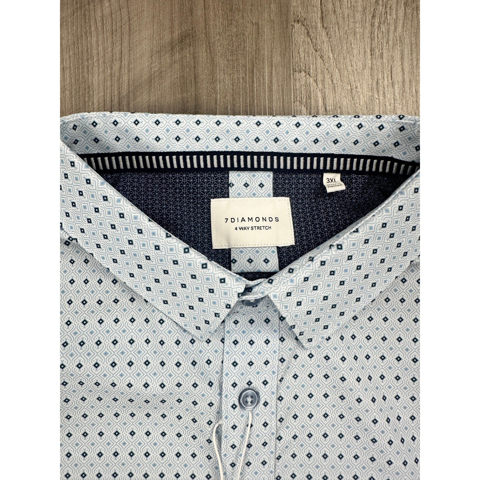 7 Diamonds Medina 4 Way Stretch Woven Short Sleeve Button Down in Light Blue — Size 3XL