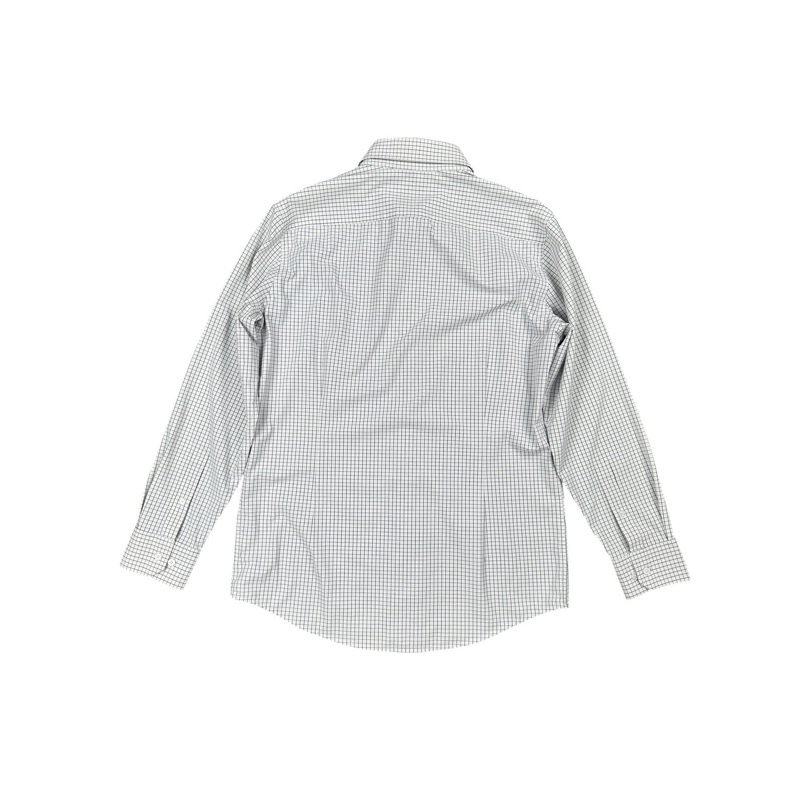 Mizzen+Main Grid Leeward Trim Long Sleeve Button Dress Shirt in White and Navy — Size Large // Preowned