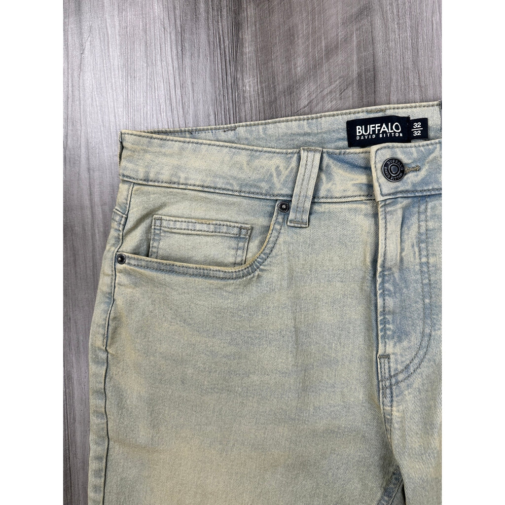Buffalo David Bitton Ash Slim Stretch Jean in Dirty Blasted Wash — Size 32x32