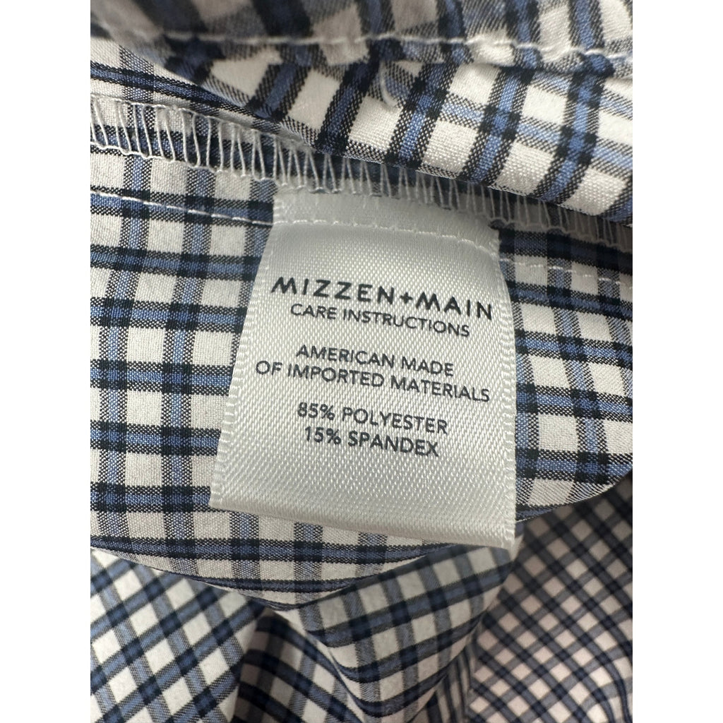 Mizzen+Main Leeward Performance Trim Fit Checkered Long Sleeve Button Down Shirt — Size Medium // Preowned