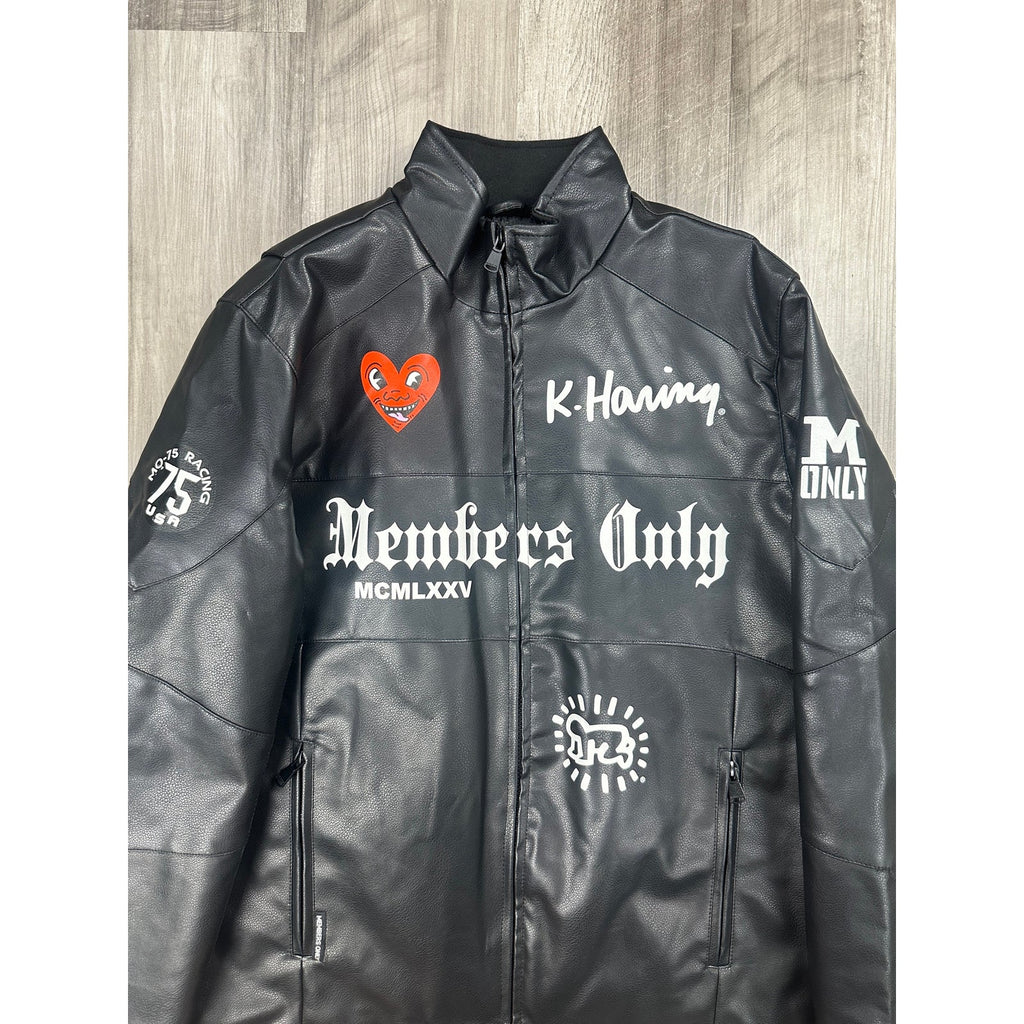 Members Only x Keith Haring Paradise Garage Racing Faux Leather Jacket — Size Medium