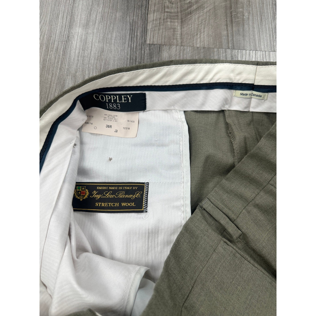 Coppley 1883 Loro Piana Stretch Wool Dress Pants in Dark Tan — Size 36R // Preowned