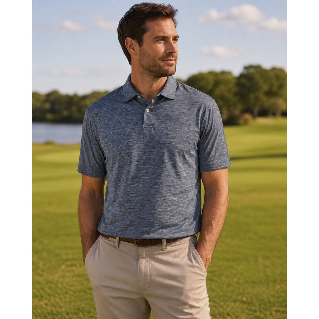 Peter Millar Featherweight Melange Golf Polo in Heather Gray — Size XL // Preowned