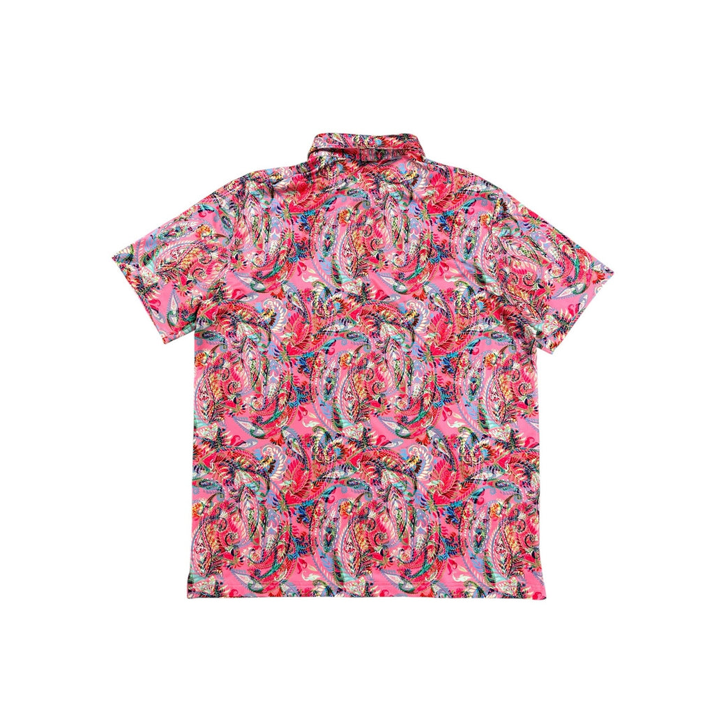 Sunday Swagger Bright Pink Paisley Golf Polo in Pink Multi — Size XL // Preowned