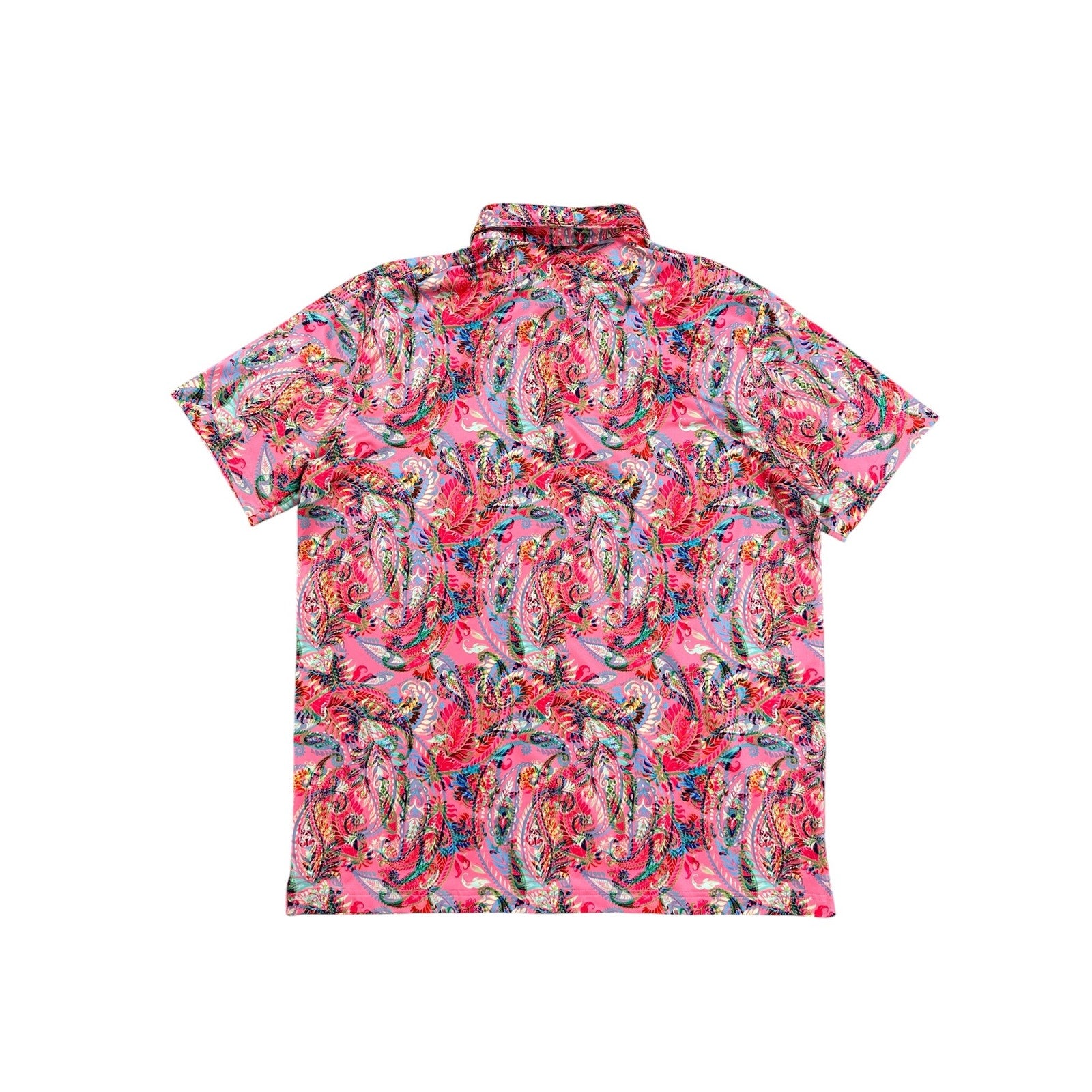 Sunday Swagger Bright Pink Paisley Golf Polo in Pink Multi — Size XL // Preowned