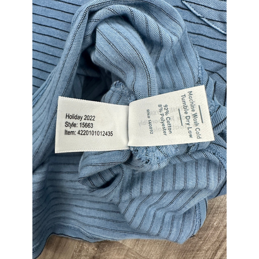 Marine Layer Heavy Slub Striped Pocket Tee in Coronet Blue Stripe — Size Larger (L/XL)
