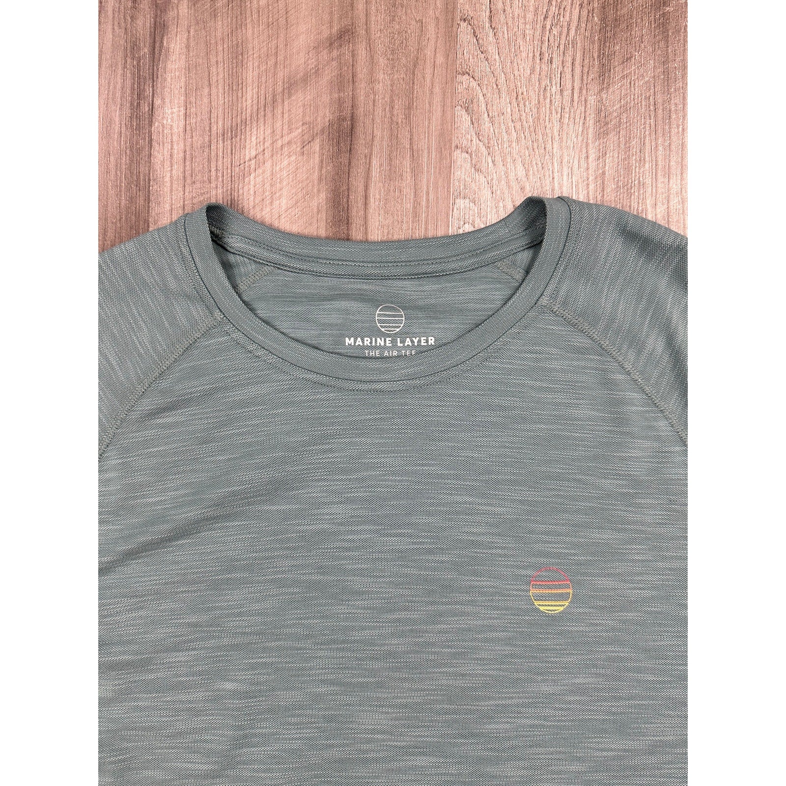 Marine Layer Midweight Crew Long Sleeve The Air Tee in North Atlantic Green — Size Larger (L/XL)