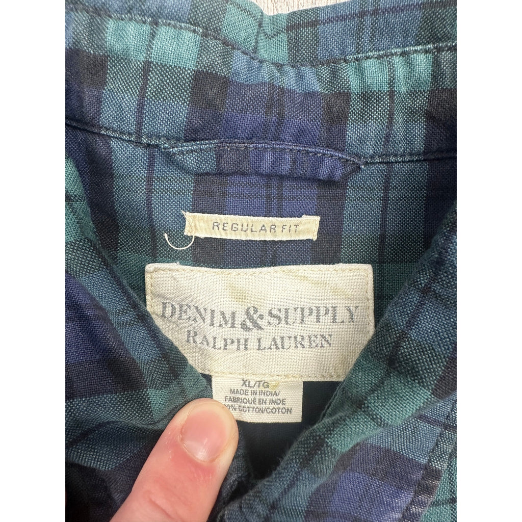 Ralph Lauren Denim & Supply Y2K Plaid Regular Fit Long Sleeve Button Down Shirt — Size XL // Preowned