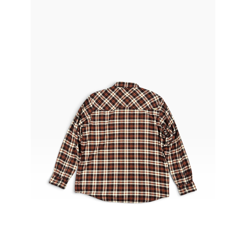 Simms Santee Flannel Camp Plaid Long Sleeve Shirt in Mahogany, Tan — Size XL // Preowned