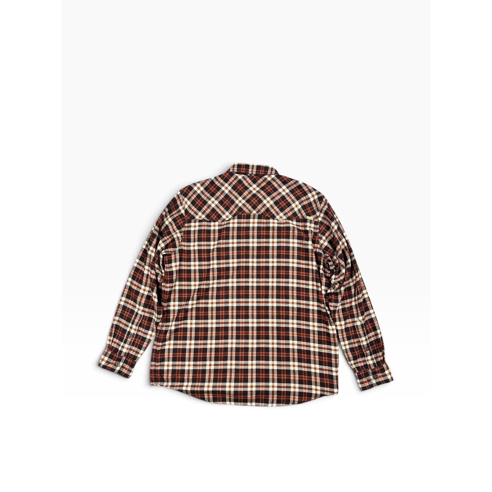 Simms Santee Flannel Camp Plaid Long Sleeve Shirt in Mahogany, Tan — Size XL // Preowned