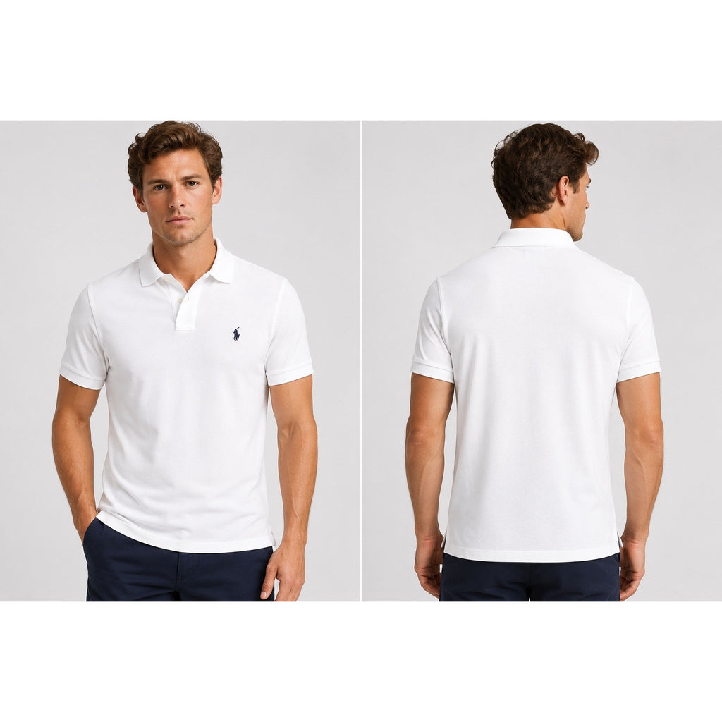 Polo Ralph Lauren Mesh Knit Polo in White — Size Large // Preowned