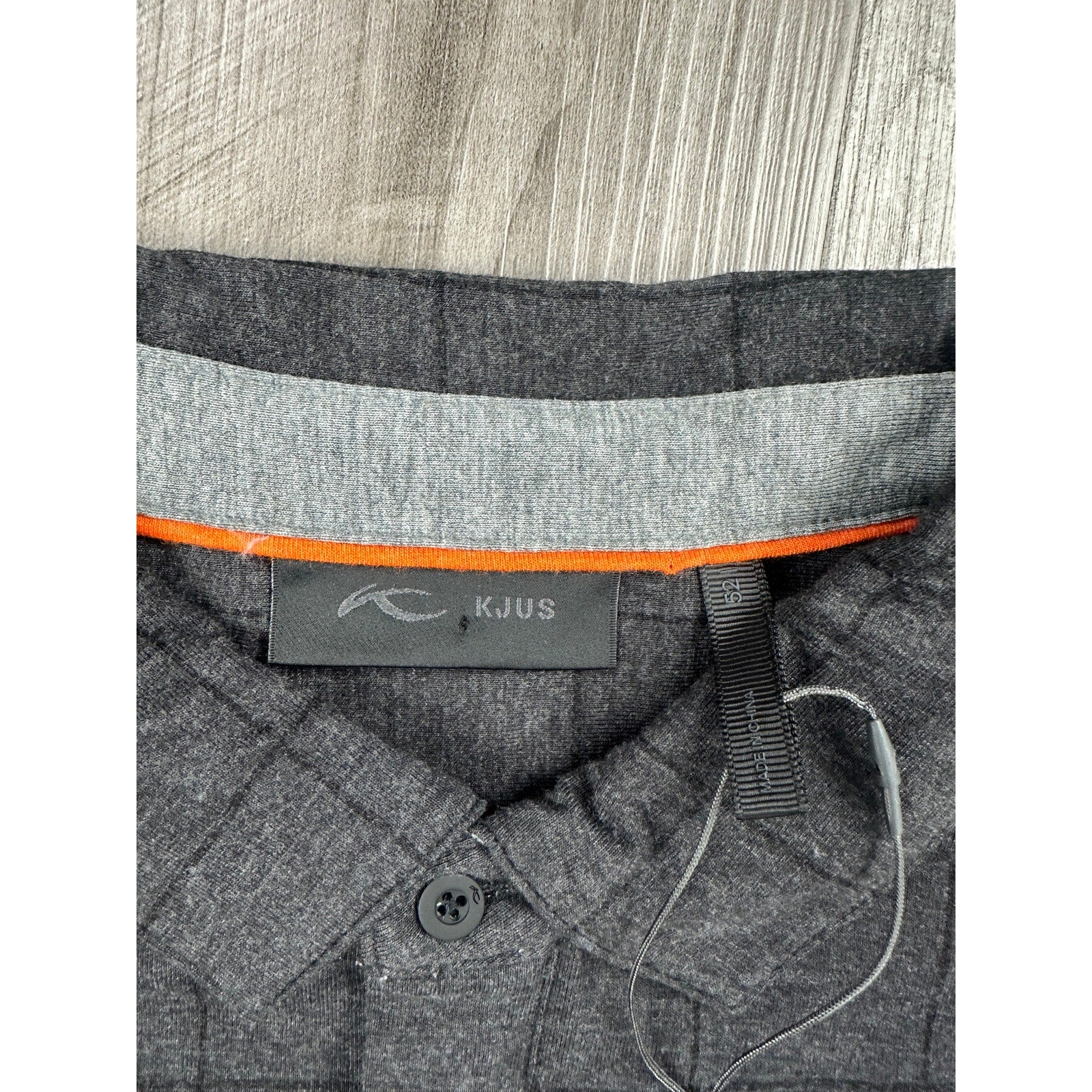 KJUS Inverness Windowpane Tech Polo in Charcoal, Black — Size 52 (Large)