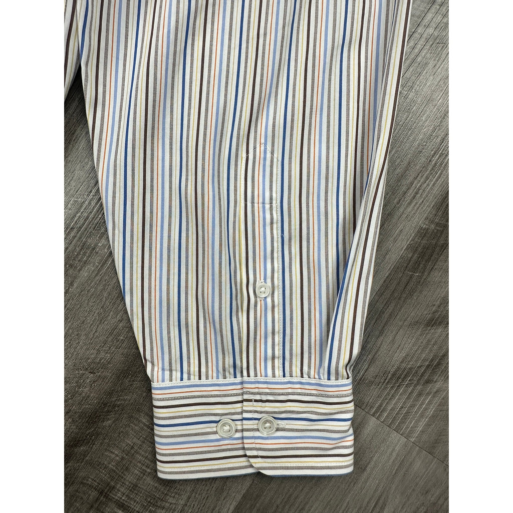 Faconnable Striped Long Sleeve Button Down Shirt — Size 2XL // Preowned