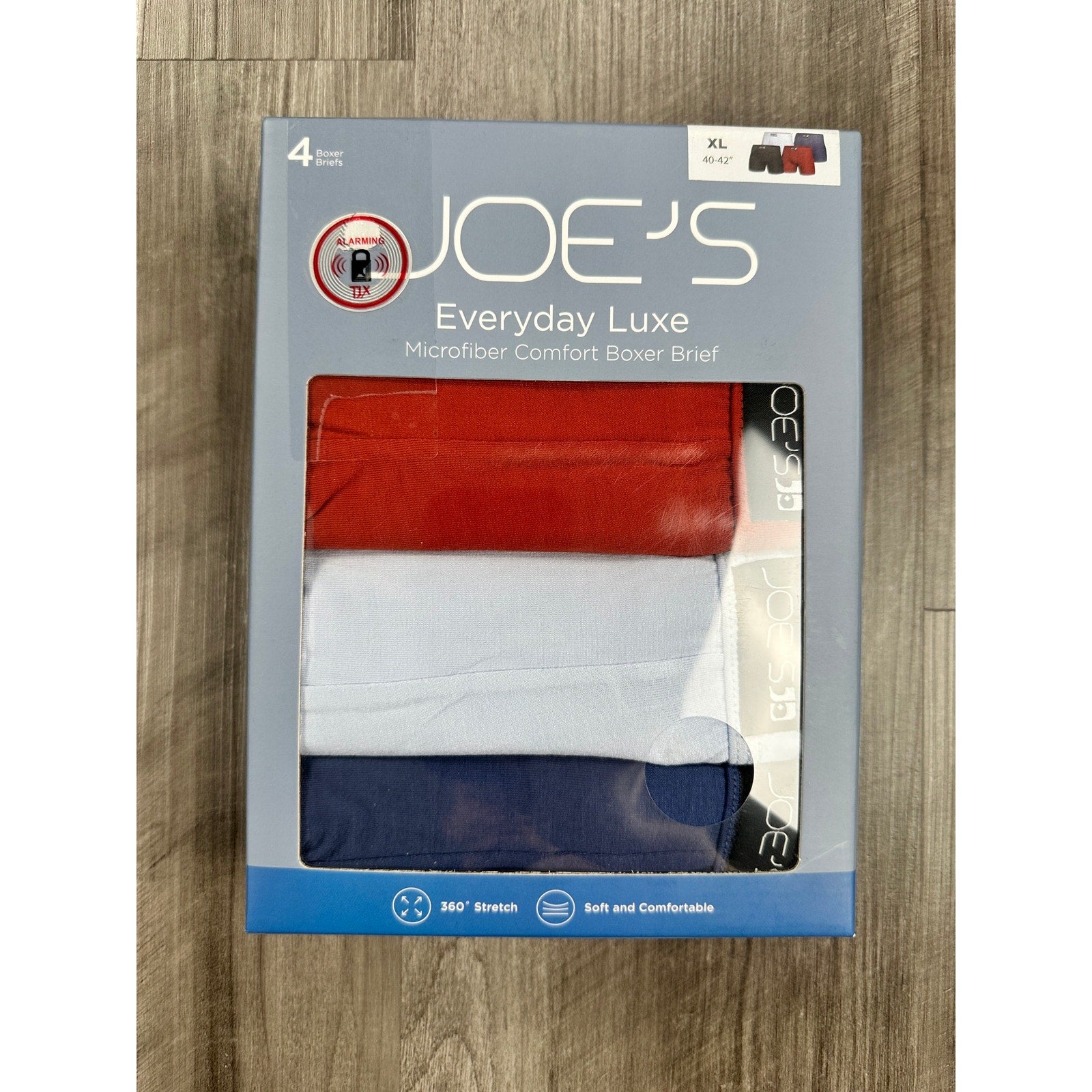 Joe's Everyday Luxe Microfiber Comfort 6-Inch Boxer Brief 4-Pack in Black Red Navy Ocean — Size Medium