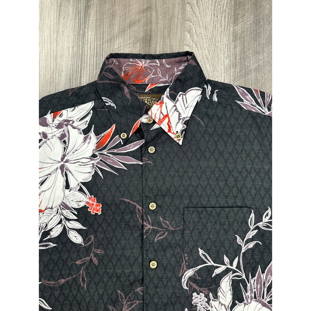 Kahu Kariyushi Wear Ryukyu Style Hawaiian Short Sleeve Button Down in Black Multi — Size 2XL // Preowned