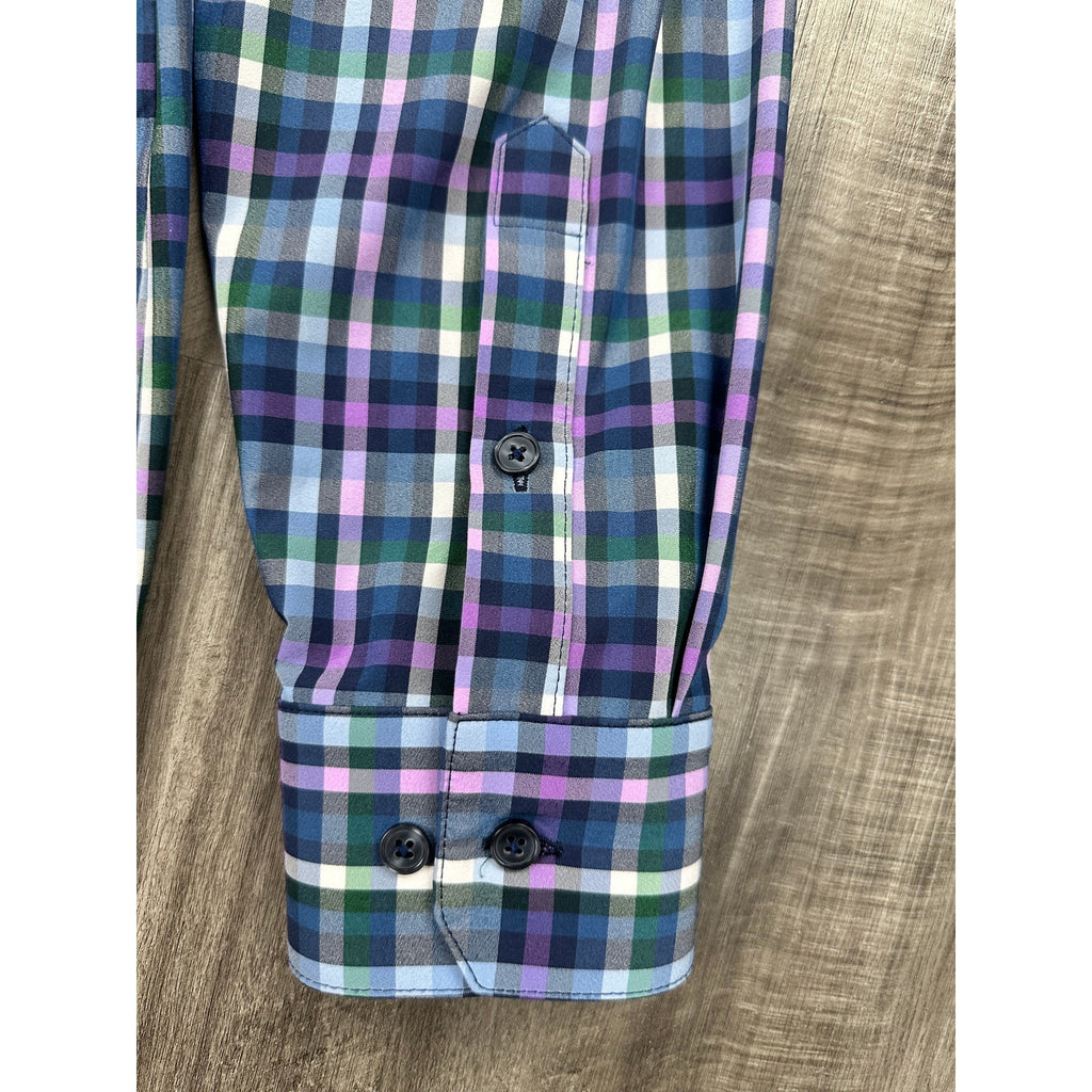 Mizzen+Main Leeward Collection Performance Plaid Trim Fit Long Sleeve Shirt — Size XL // Preowned