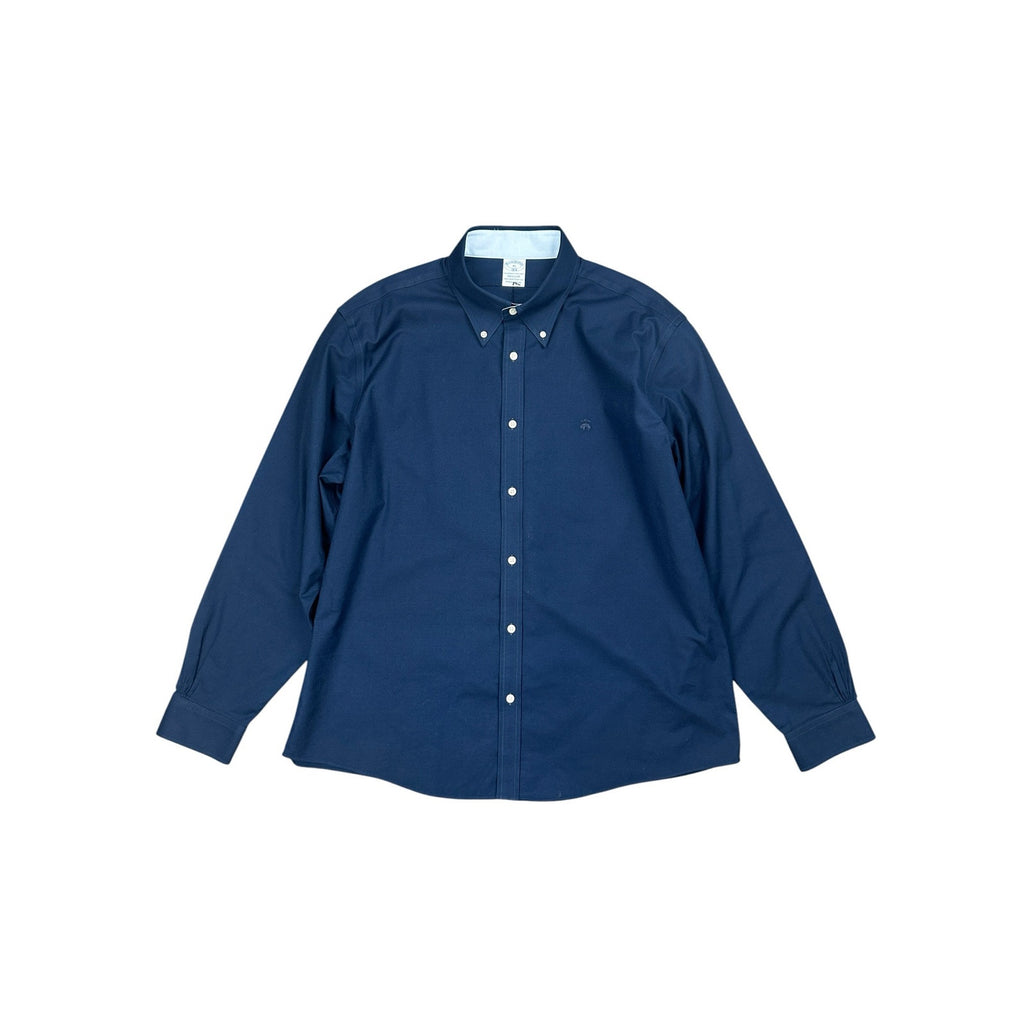 Brooks Brothers Non-Iron Stretch Oxford Cotton Regular Fit Sport Shirt in Navy — Size XL // Preowned