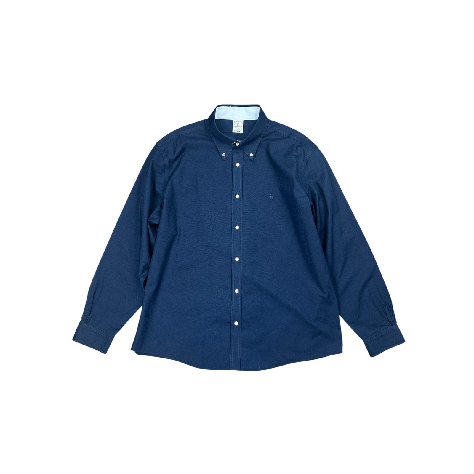 Brooks Brothers Non-Iron Stretch Oxford Cotton Regular Fit Sport Shirt in Navy — Size XL // Preowned