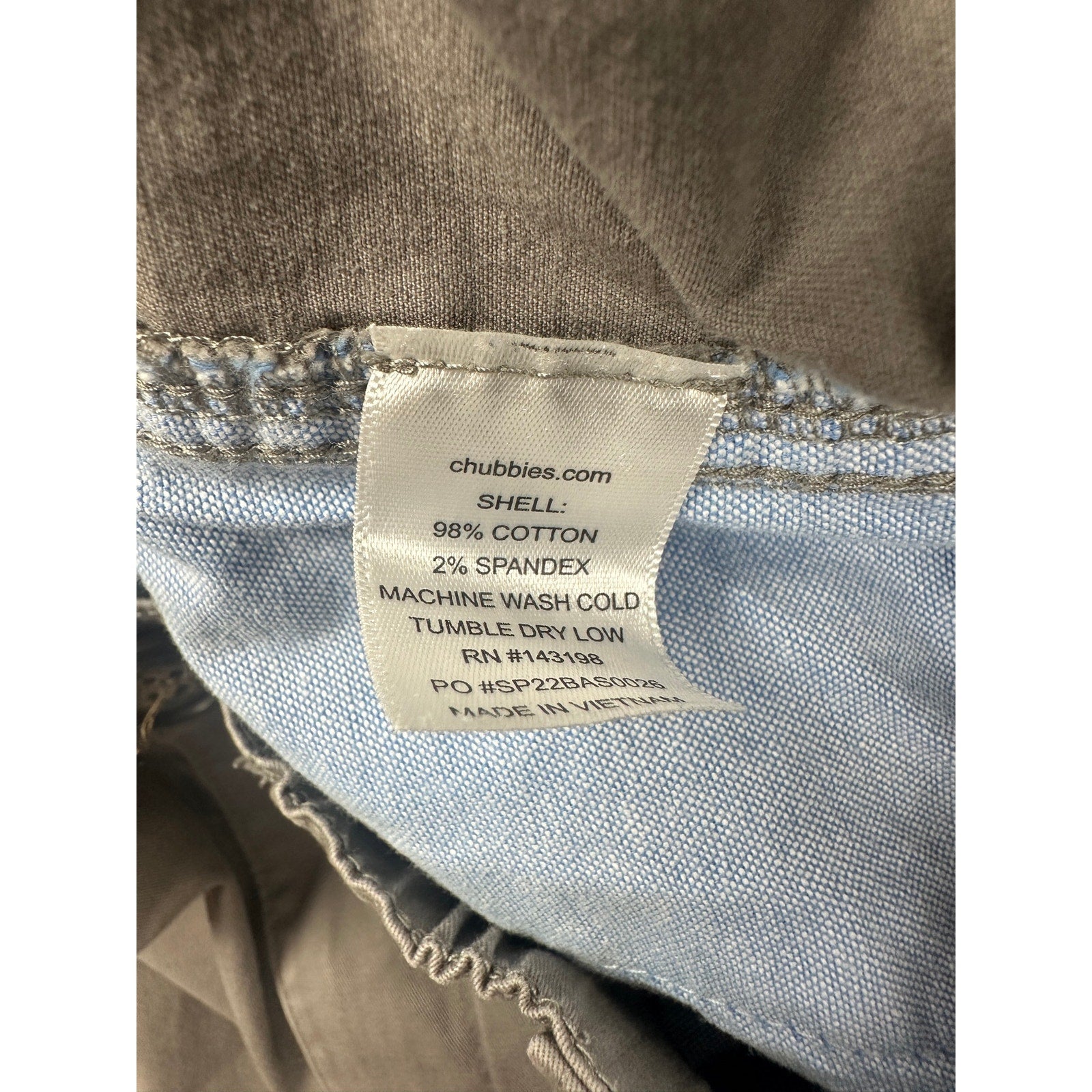 Chubbies 5.5-Inch Elastic Waist Chino Shorts in Gray Khaki — Size XL // Preowned