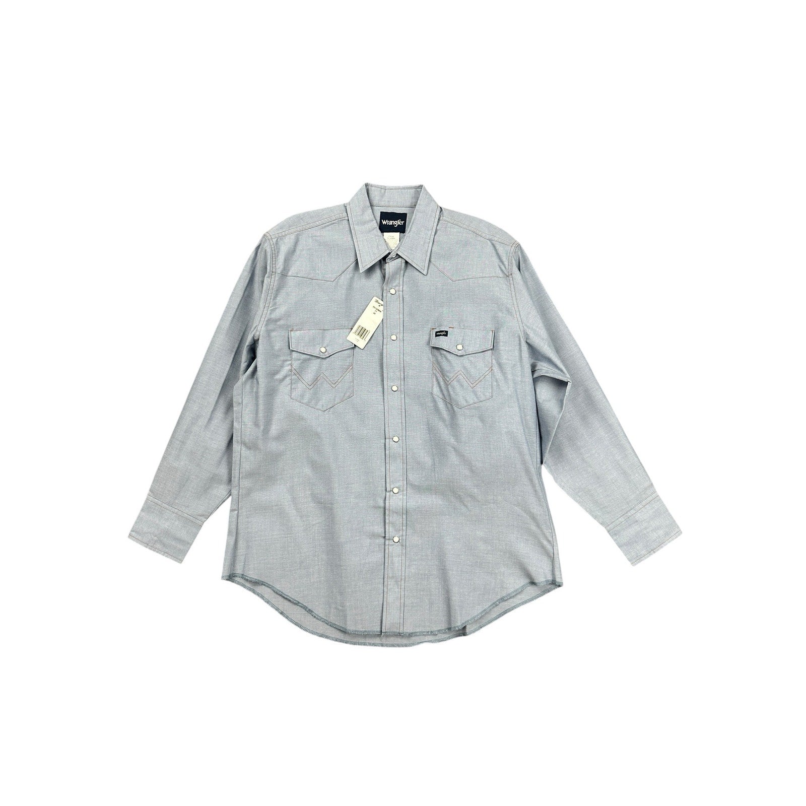 Wrangler Cowboy Cut Work Chambray Long Sleeve Pearl Snap Button Down in Light Blue Chambray — Size 17x34 (XL)