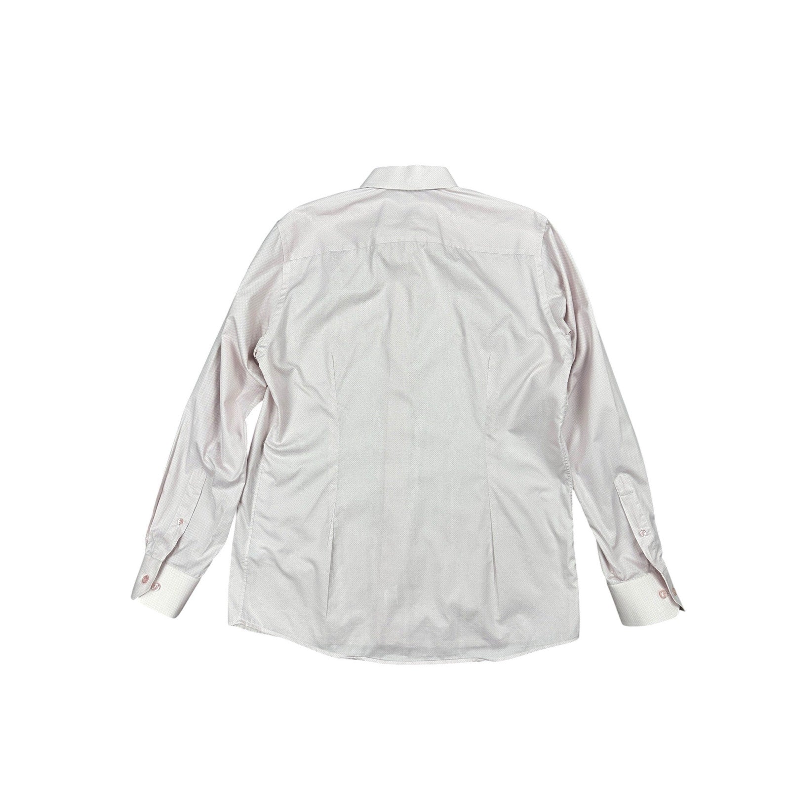 Eton Contemporary Fit Fine Twill Geometric Long Sleeve Shirt in Dark Pink, White — Size 15.5 (Medium) // Preowned