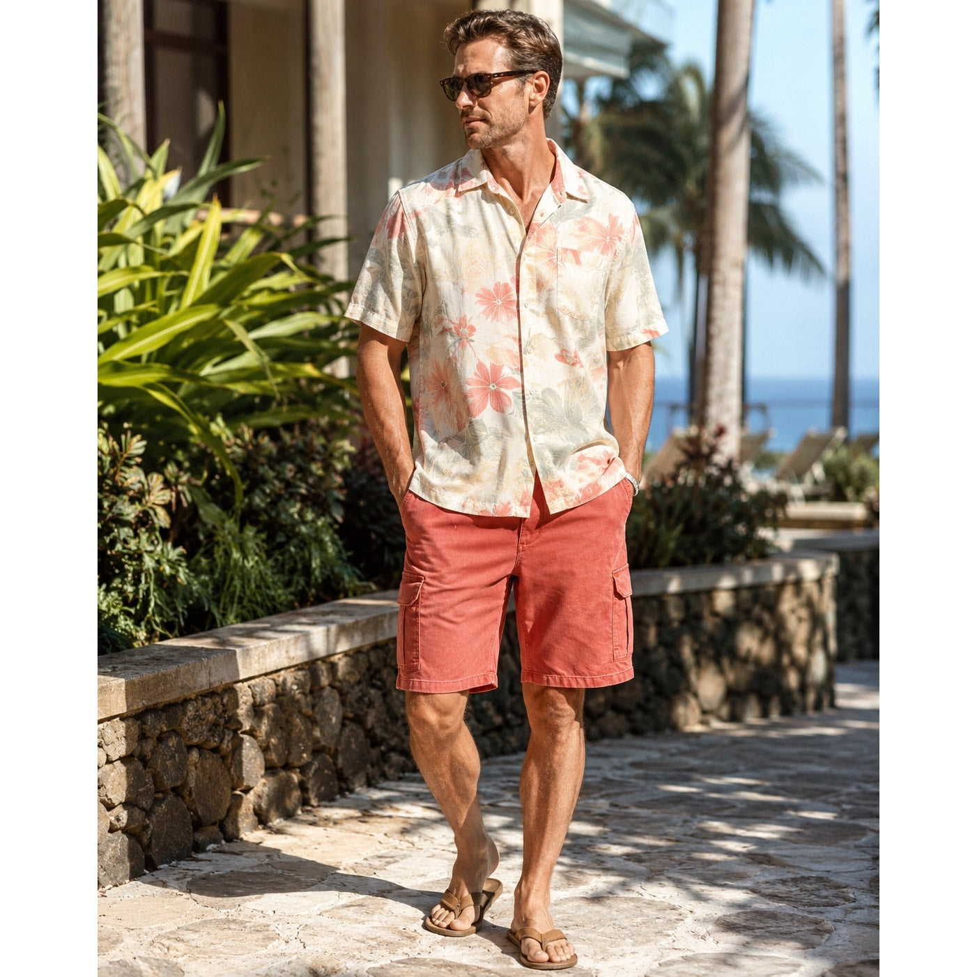 Tommy Bahama Cabo Coast Cargo 9" Shorts in Desert Red — Size 30