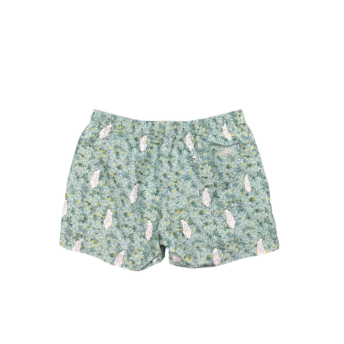OAS Polar Bear Leaf Print Swim Trunks — Size XL // Preowned