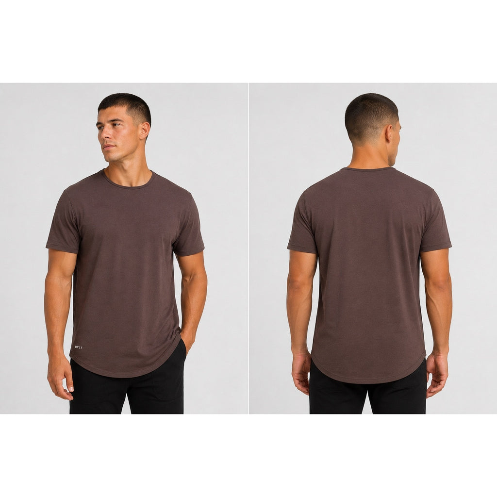 BYLT Signature Drop Cut Luxe Tee in Brown — Size Large // Preowned