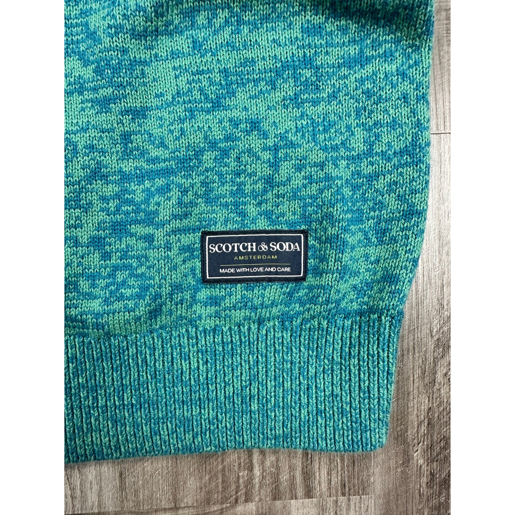Scotch & Soda Uneven Marl Long Sleeve Sweater Polo in Ink Blue — Size XL