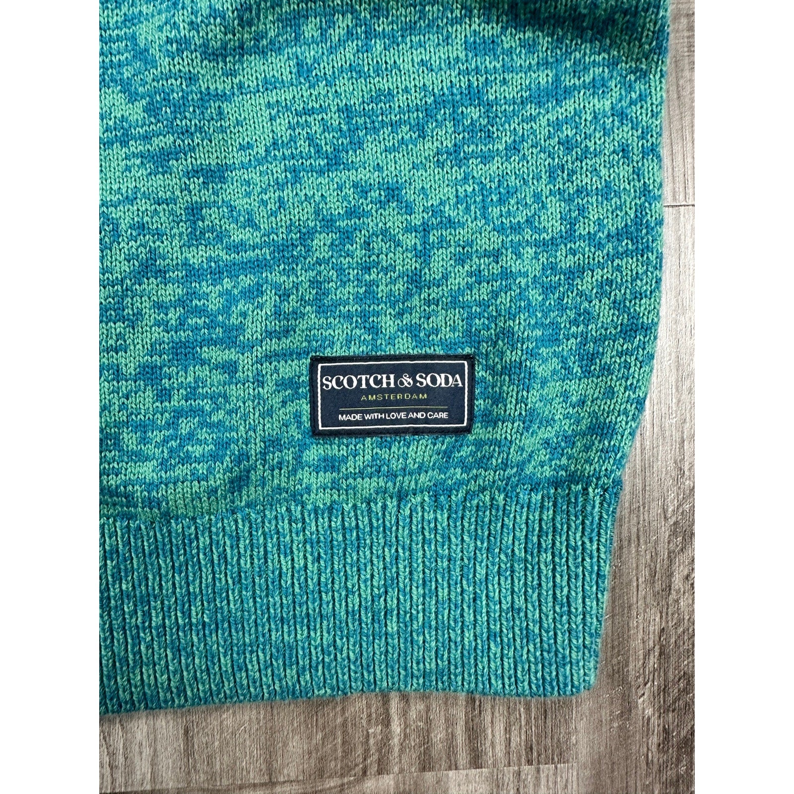 Scotch & Soda Uneven Marl Long Sleeve Sweater Polo in Ink Blue — Size XL