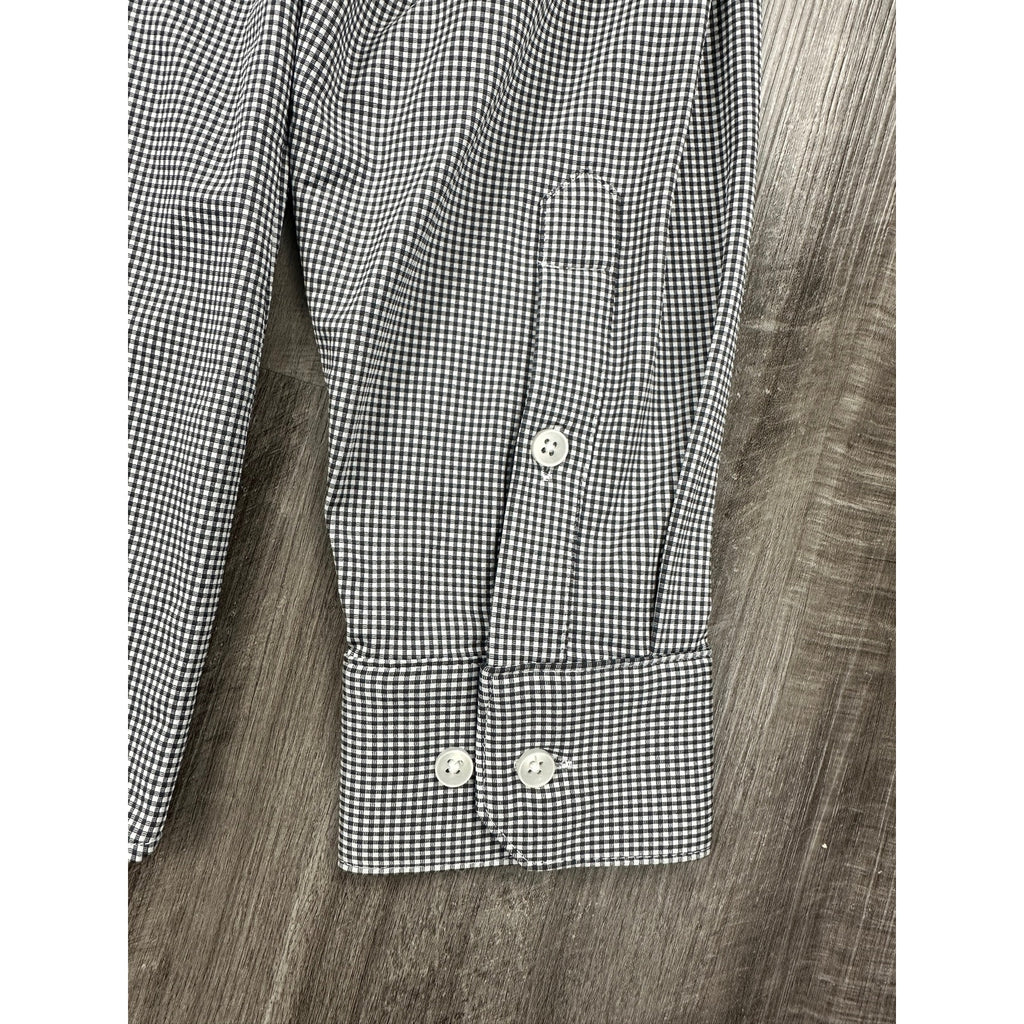 Mizzen+Main Spinnaker Collection Standard Fit Long Sleeve Button Dress Shirt in White and Black — Size XL // Preowned