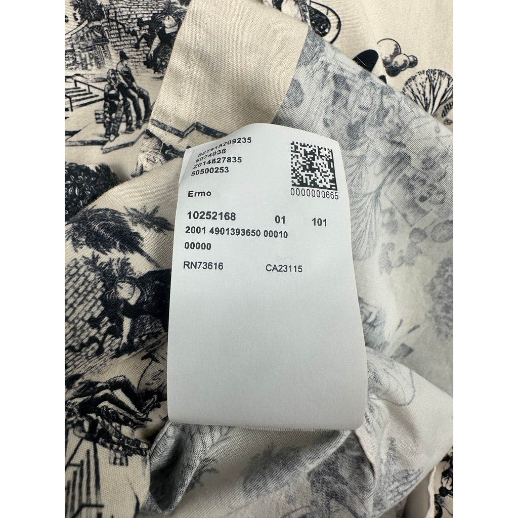 HUGO Ermo Stretch City Print Long Sleeve Shirt in Cream, Black — Size XL // Preowned