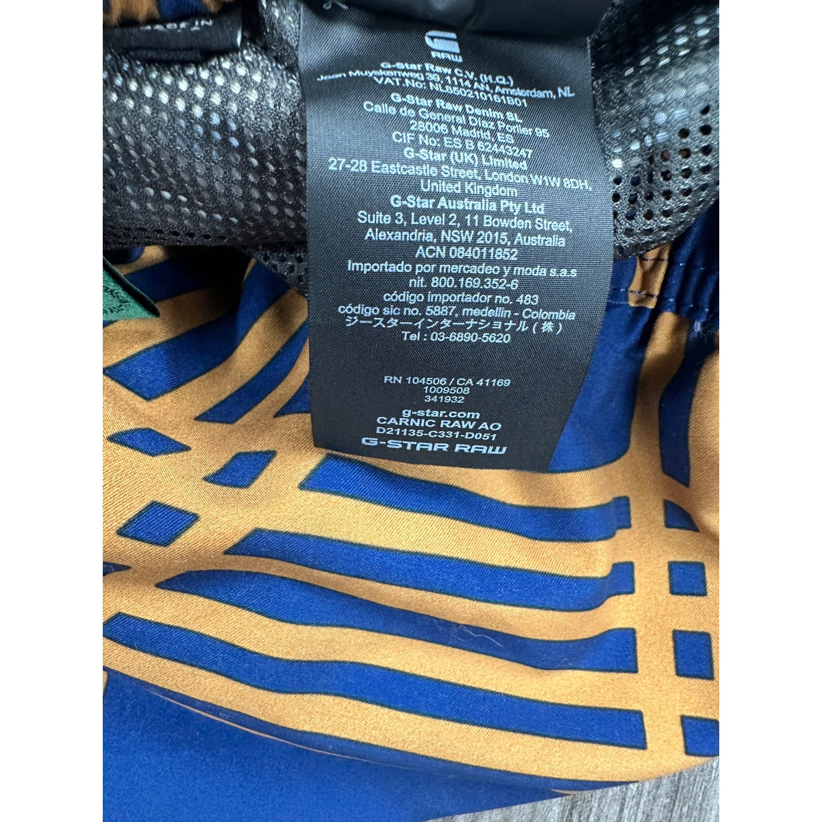 G-Star Raw Carnic Raw All Over Print Swim Trunks — Size XL // Preowned