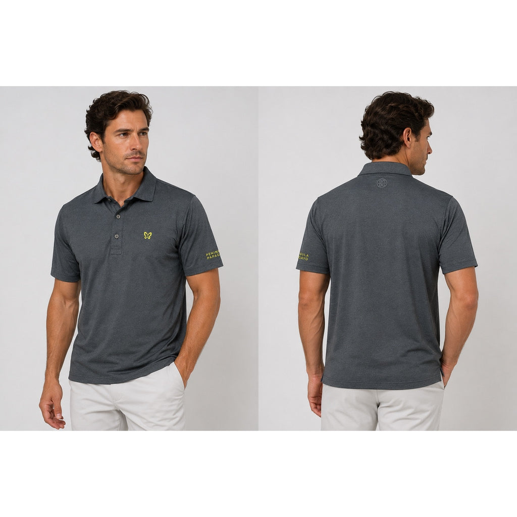 G/Fore Peninsula Papagayo Essential Pique Polo in Charcoal Grey — Size Medium