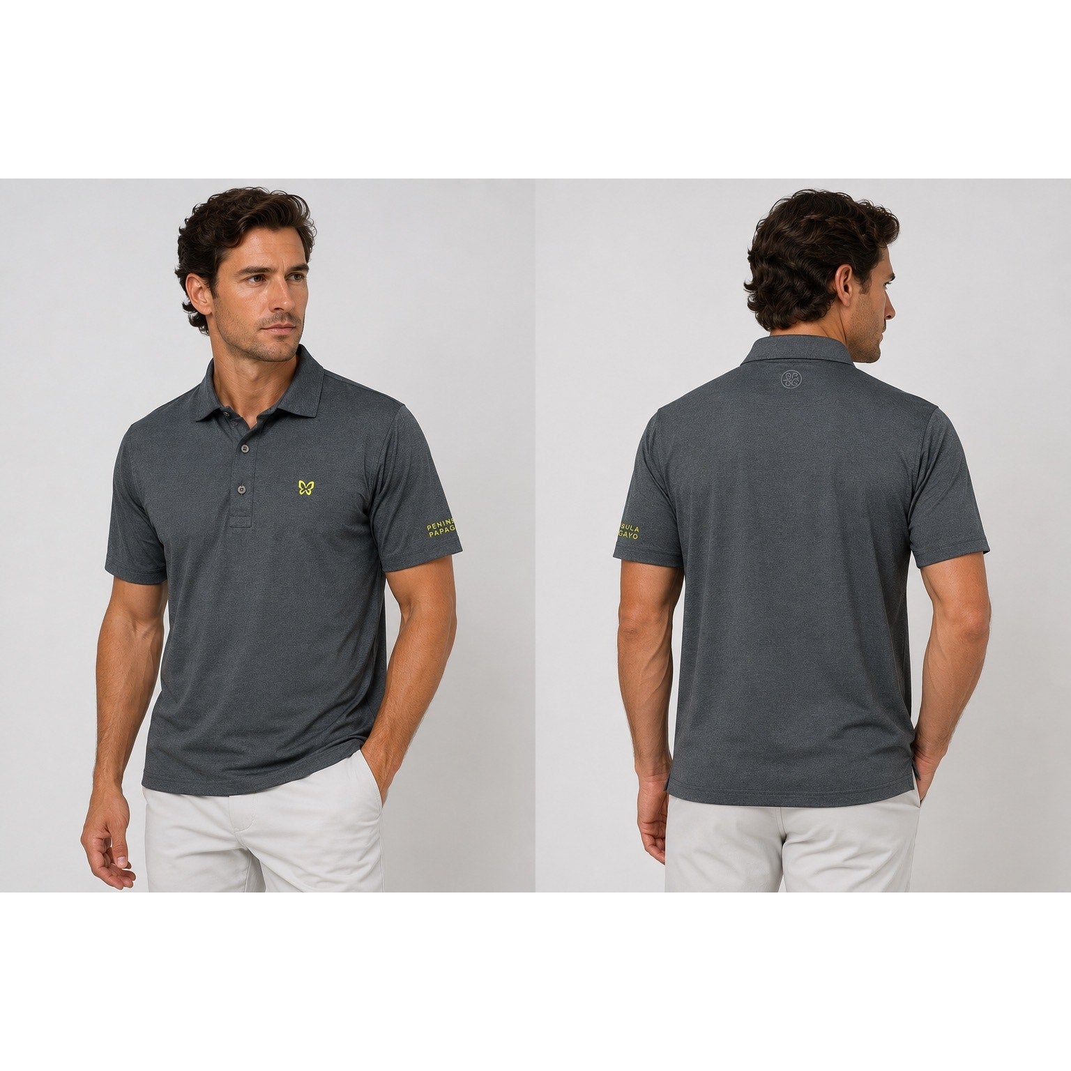 G/Fore Peninsula Papagayo Essential Pique Polo in Charcoal Grey — Size Medium